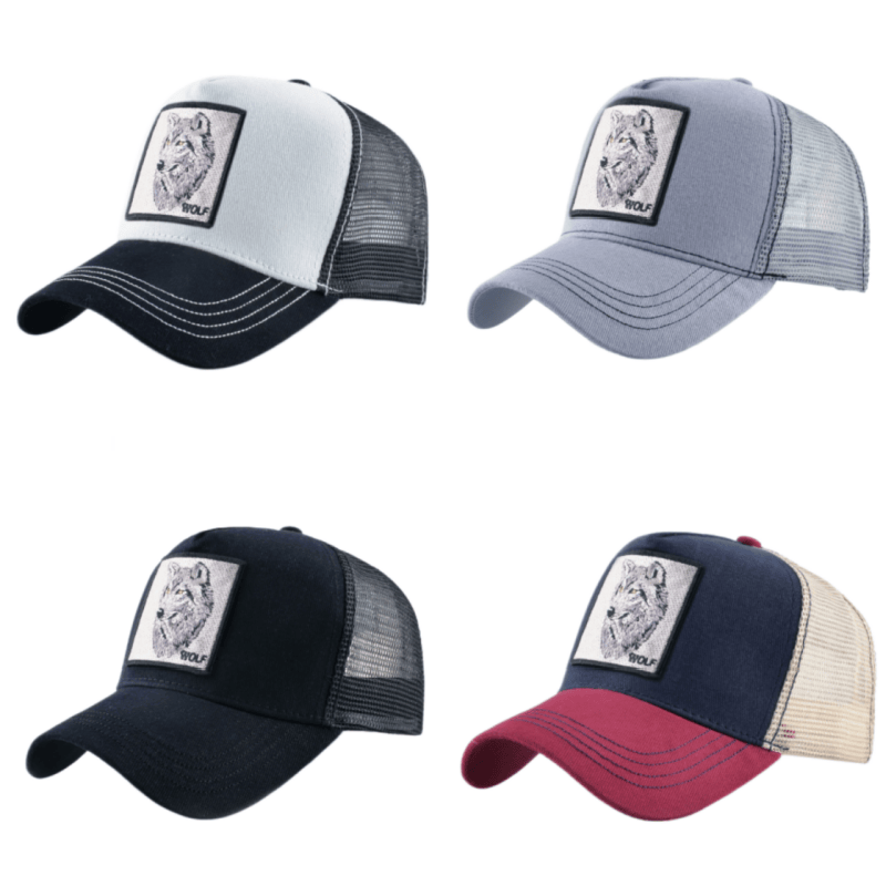 ウルフパッチ刺繍メッシュ野球帽調節可能なファッションヒップホ - Trucker Cap Mesh のレビューと価格